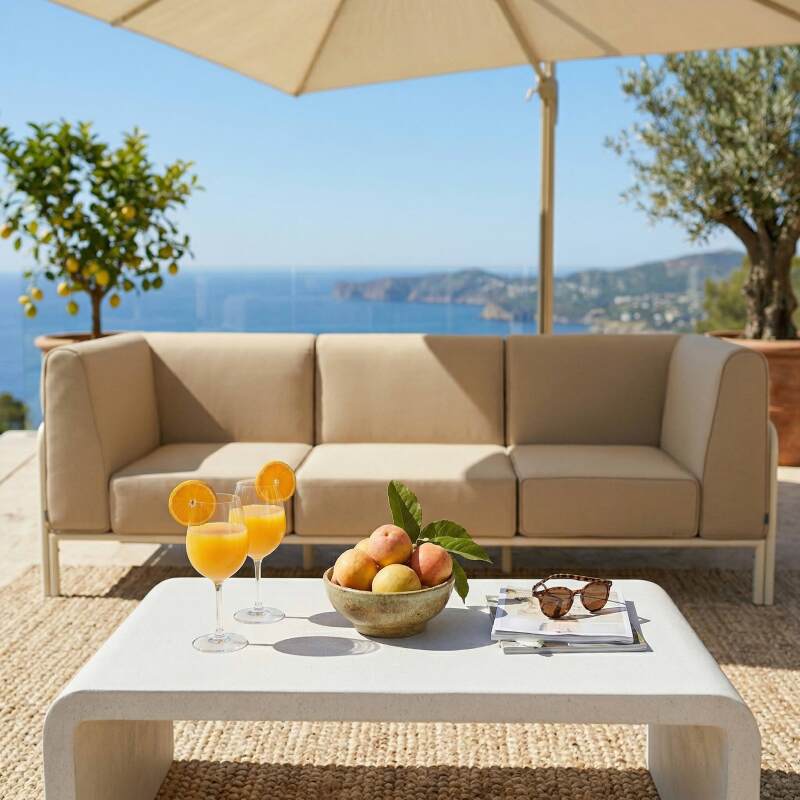 Modulare Gartenmöbel für 3 Personen bestehend aus 1 Sessel und 2 Ecksesseln (3/7)