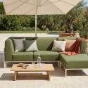 Modulare Gartenmöbel für 4 Personen bestehend aus 1 Sessel, 2 Ecksesseln und 1 Sitzsack 