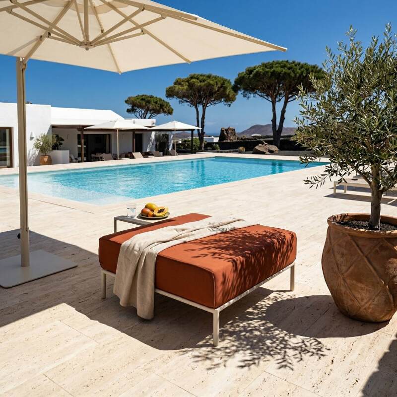 Modulare Gartenmöbel für 4 Personen bestehend aus 1 Sessel, 2 Ecksesseln und 1 Sitzsack  (6/7)