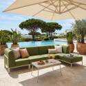 Modulare Gartenmöbel für 5 Personen bestehend aus 2 Sesseln, 2 Ecksesseln und 1 Sitzsack
