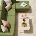 Modulare Gartenmöbel für 5 Personen bestehend aus 2 Sesseln, 2 Ecksesseln und 1 Sitzsack