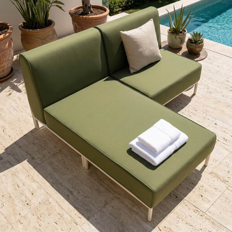 Modulare Gartenmöbel für 2 Personen bestehend aus 1 Sessel und 1 Chaiselongue (3/7)
