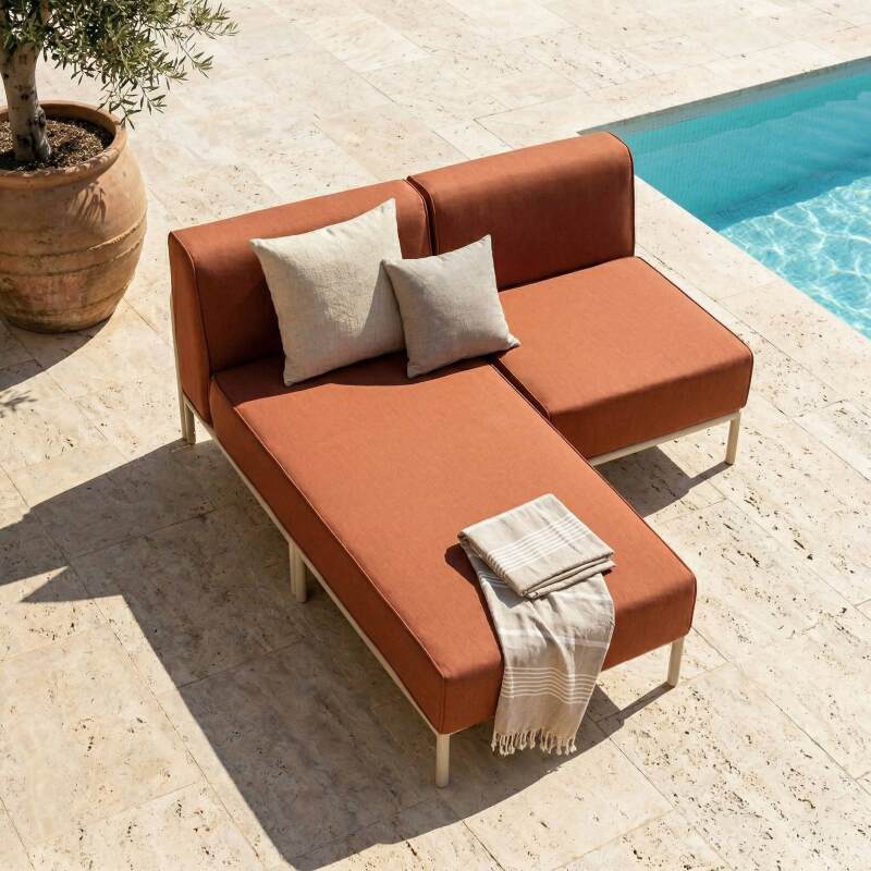 Modulare Gartenmöbel für 2 Personen bestehend aus 1 Sessel und 1 Chaiselongue (2/7)