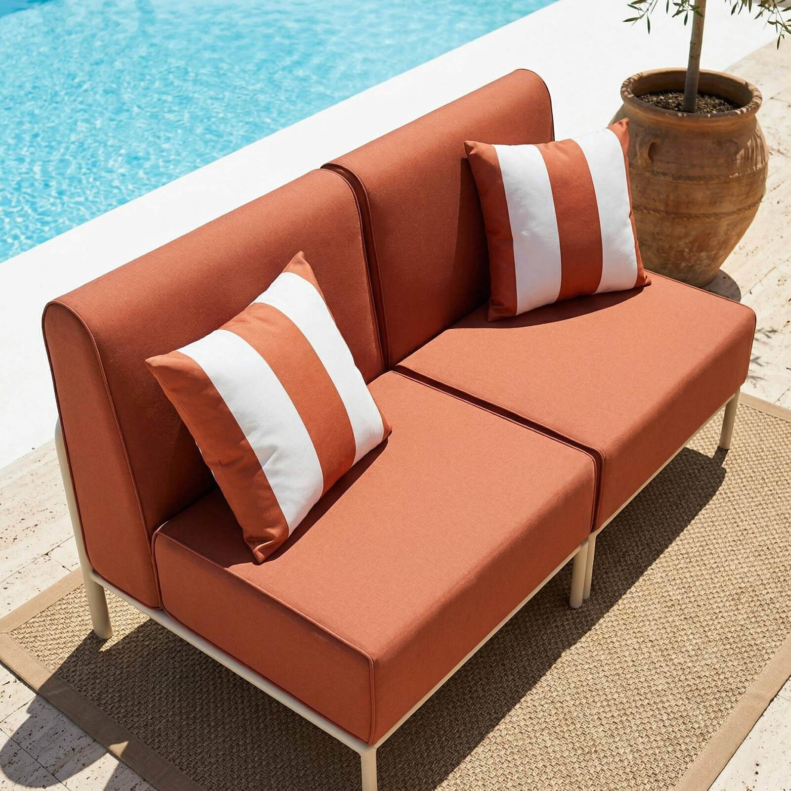 Modulare Gartenmöbel für 2 Personen bestehend aus 2 Sesseln