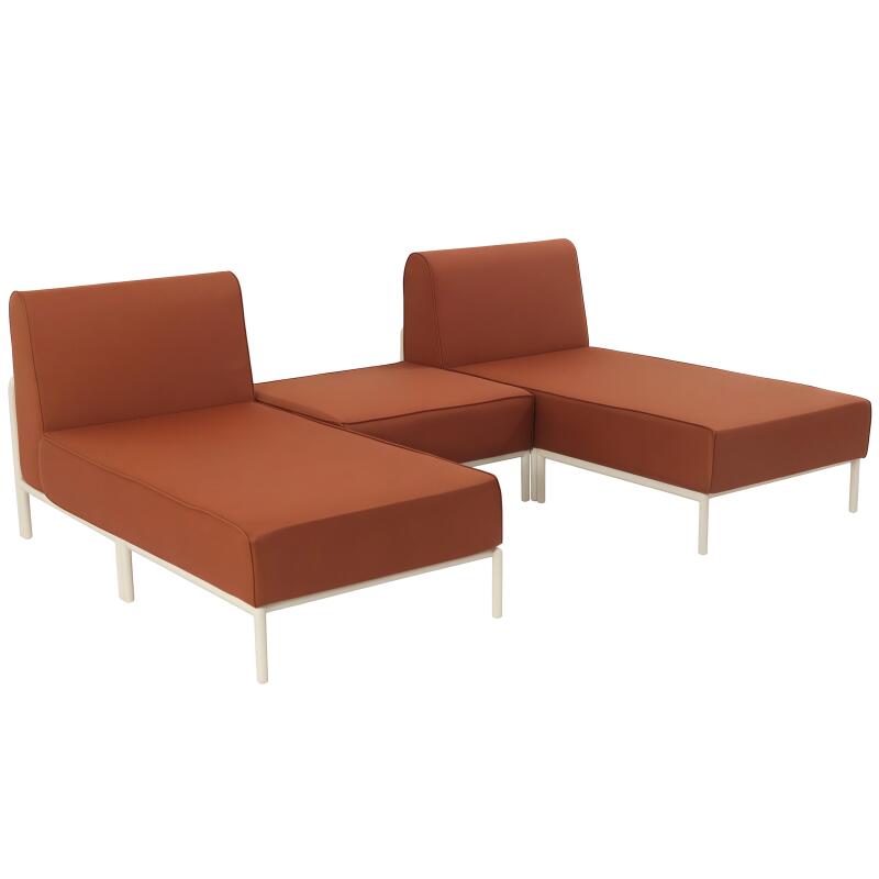 Modulare Gartenmöbel für 2 Personen bestehend aus 2 Chaiselongues und 1 Sitzsack