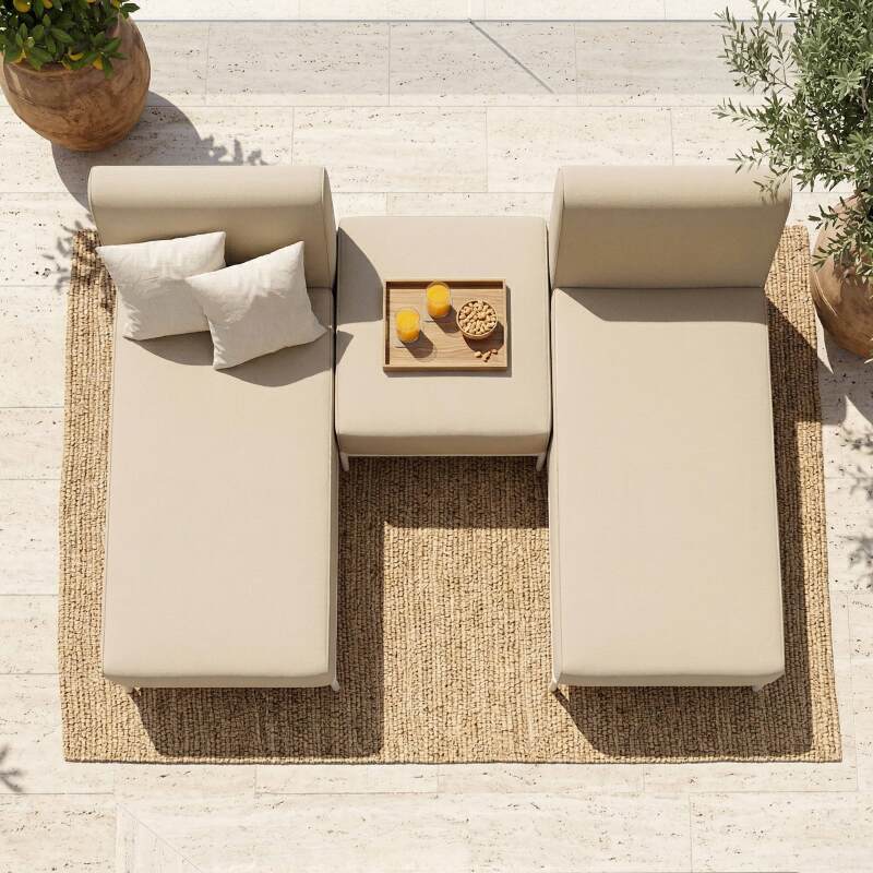 Modulare Gartenmöbel für 2 Personen bestehend aus 2 Chaiselongues und 1 Sitzsack (2/7)
