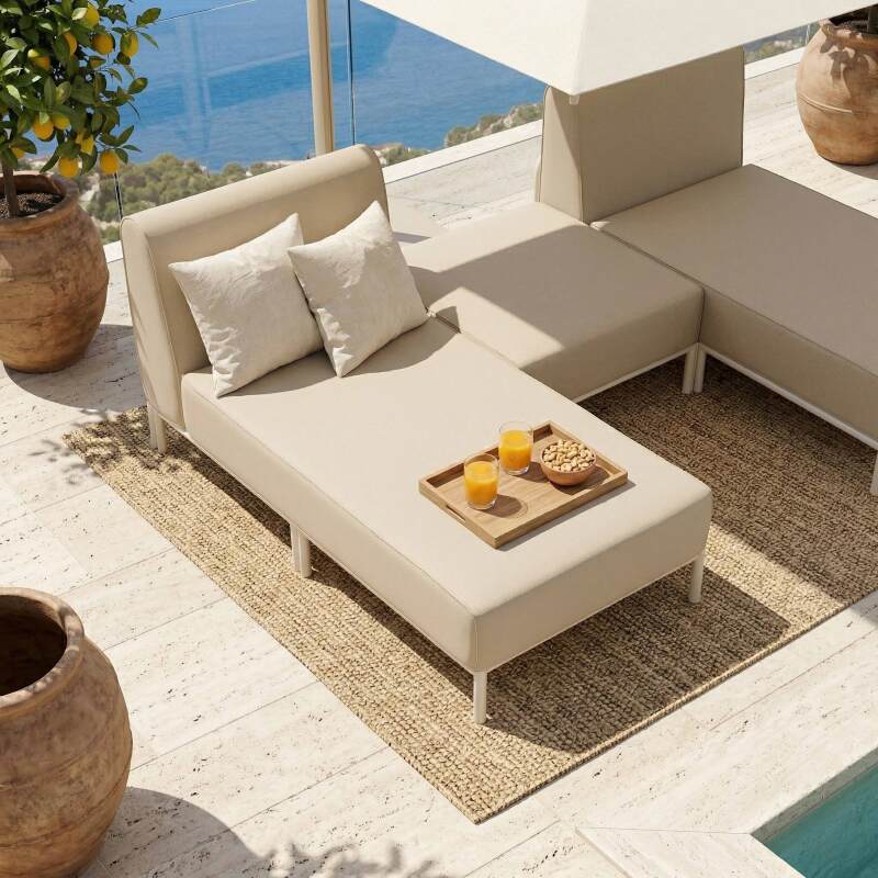 Modulare Gartenmöbel für 2 Personen bestehend aus 2 Chaiselongues und 1 Sitzsack (3/7)