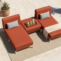 Modulare Gartenmöbel für 2 Personen bestehend aus 2 Chaiselongues und 1 Sitzsack