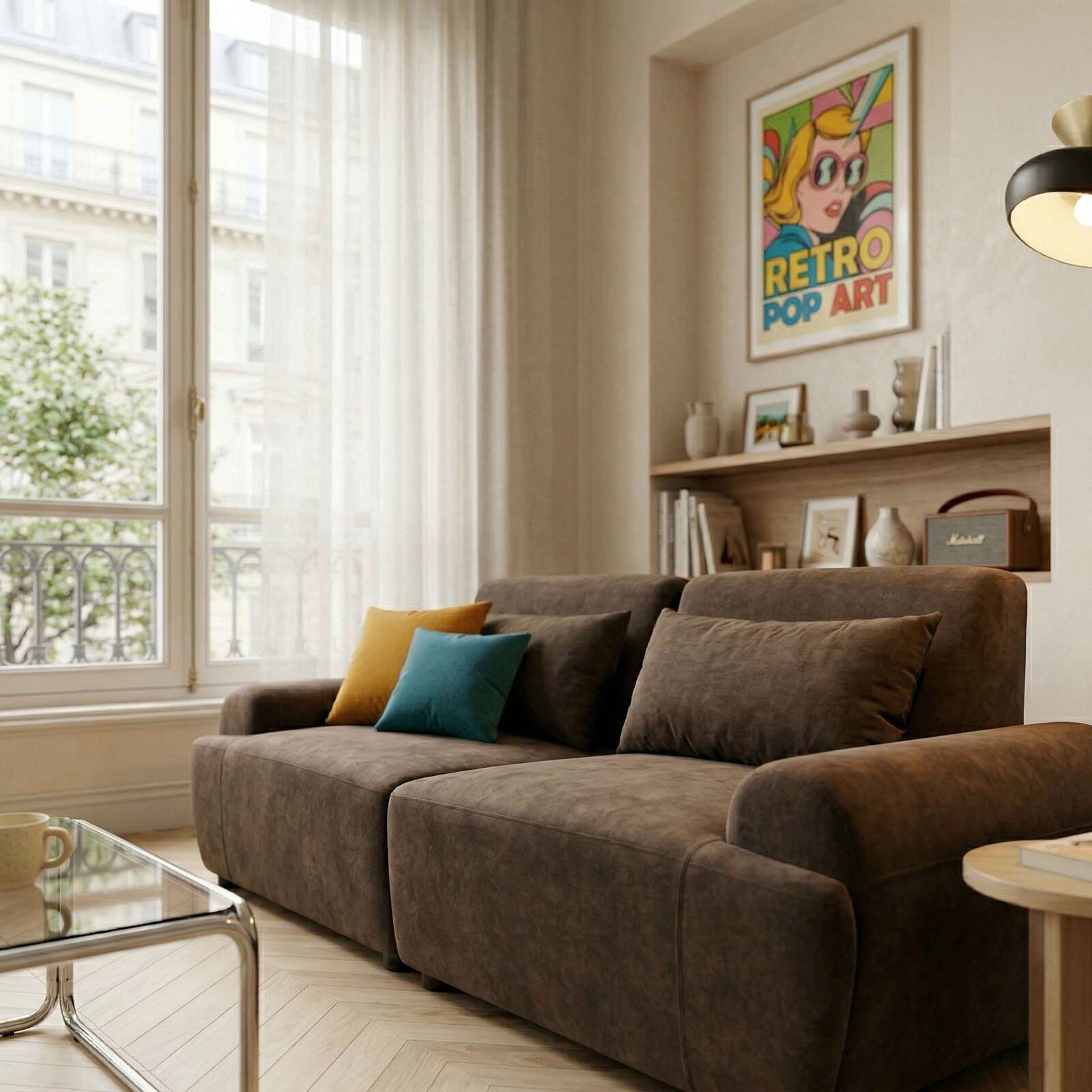 Modulares Sofa 2-Sitzer aus Stoff mit Kissen