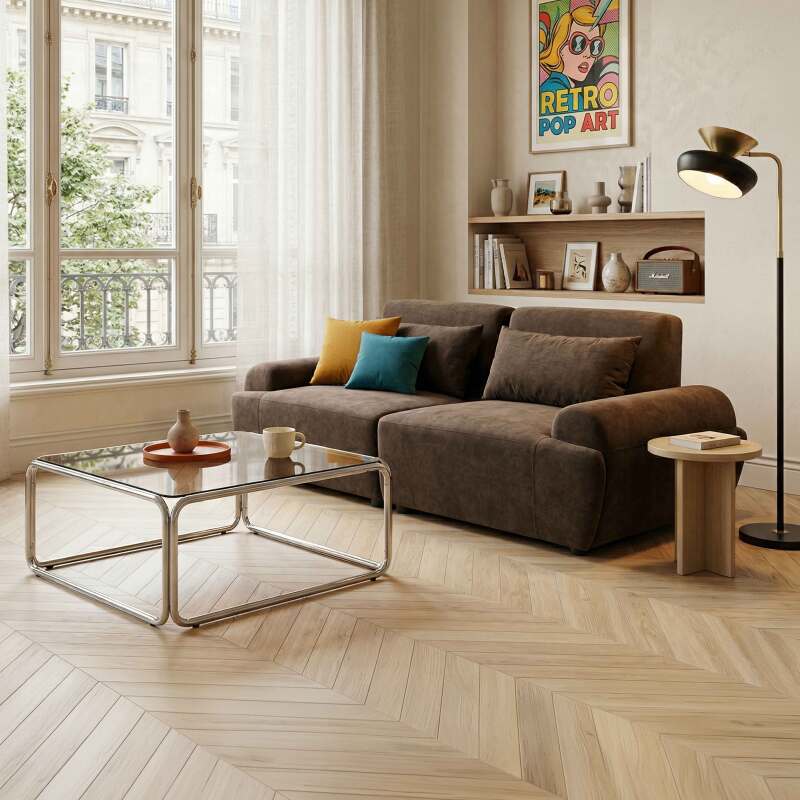 Modulares Sofa 2-Sitzer aus Stoff mit Kissen