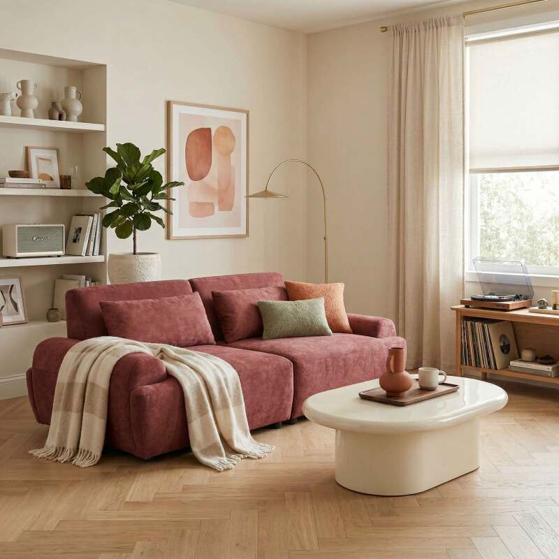 Modulares Sofa 2-Sitzer aus Stoff mit Kissen (7/9)