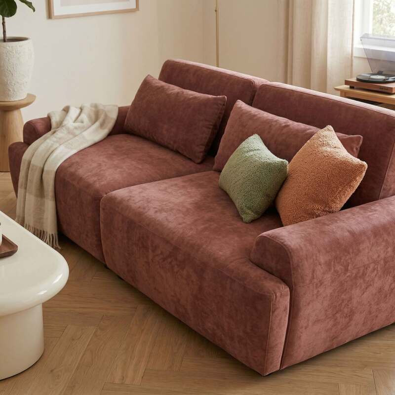 Modulares Sofa 2-Sitzer aus Stoff mit Kissen (8/9)