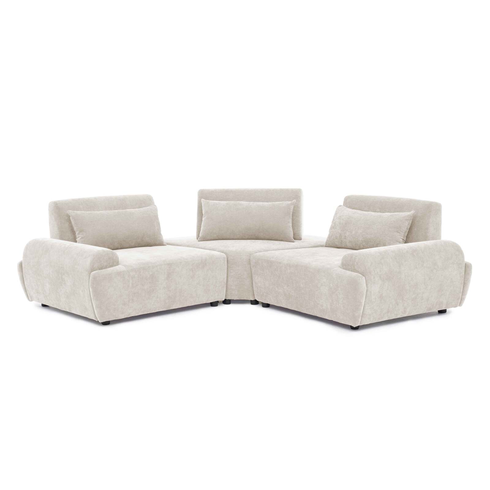 Modulares Ecksofa 3-Sitzer aus Stoff mit Kissen
