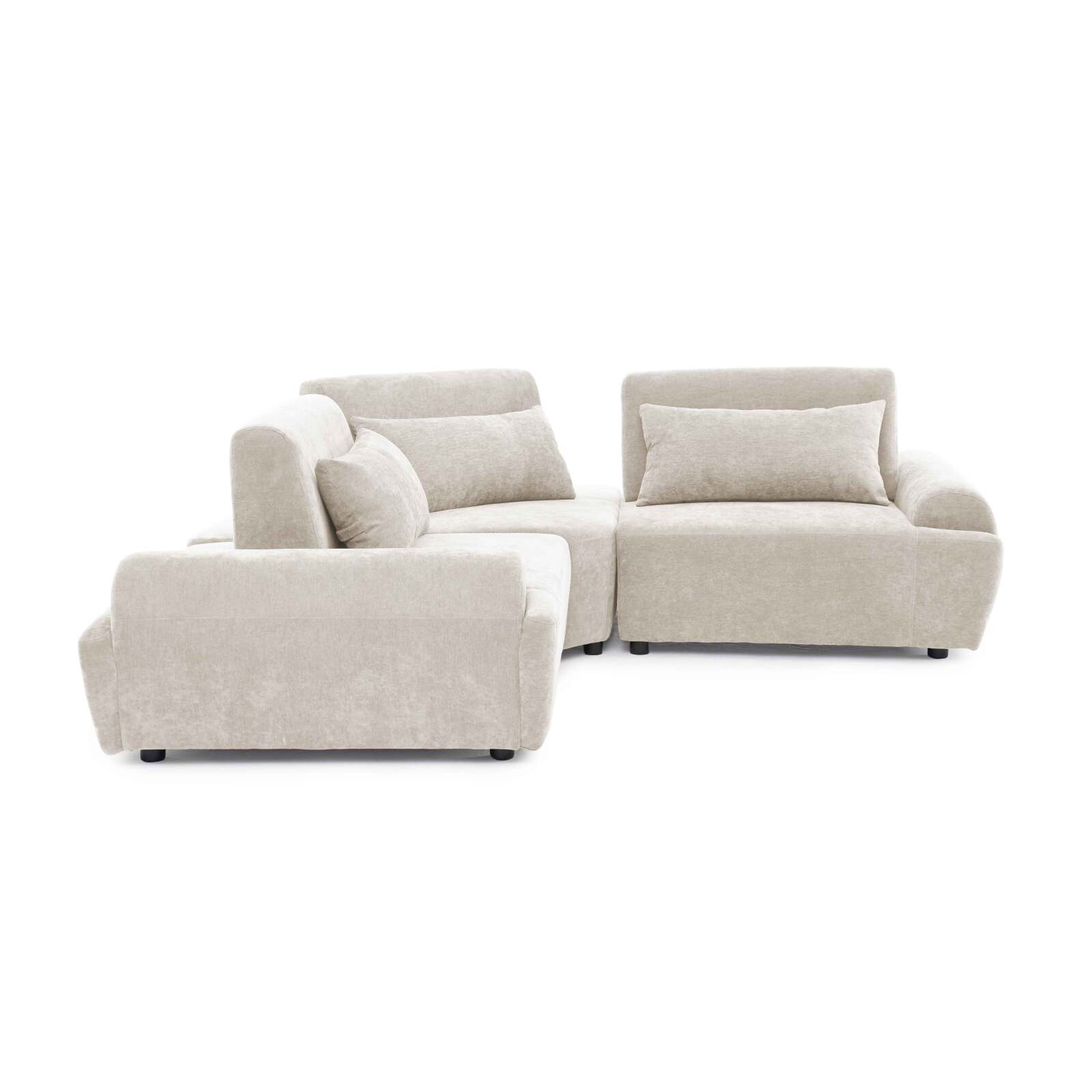 Modulares Ecksofa 3-Sitzer aus Stoff mit Kissen