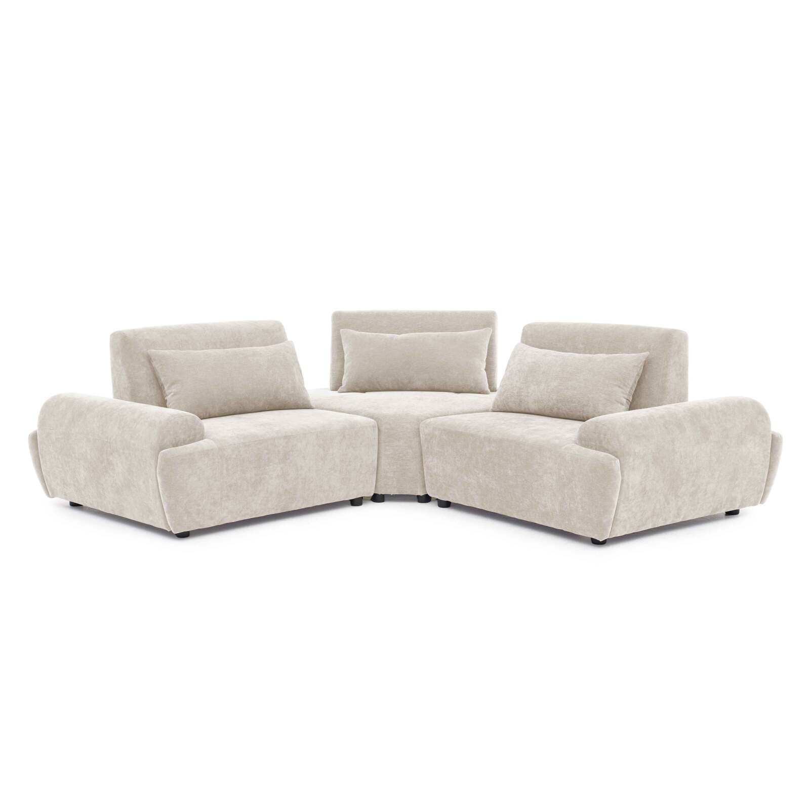 Modulares Ecksofa 3-Sitzer aus Stoff mit Kissen