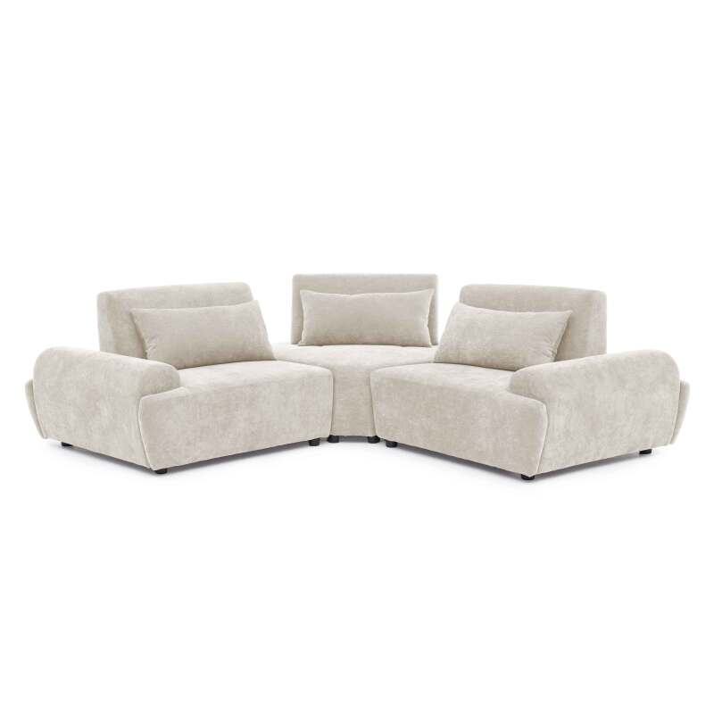 Modulares Ecksofa 3-Sitzer aus Stoff mit Kissen
