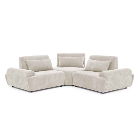 Modulares Ecksofa 3-Sitzer aus Stoff mit Kissen verstellbare Rückenlehne | Oviala