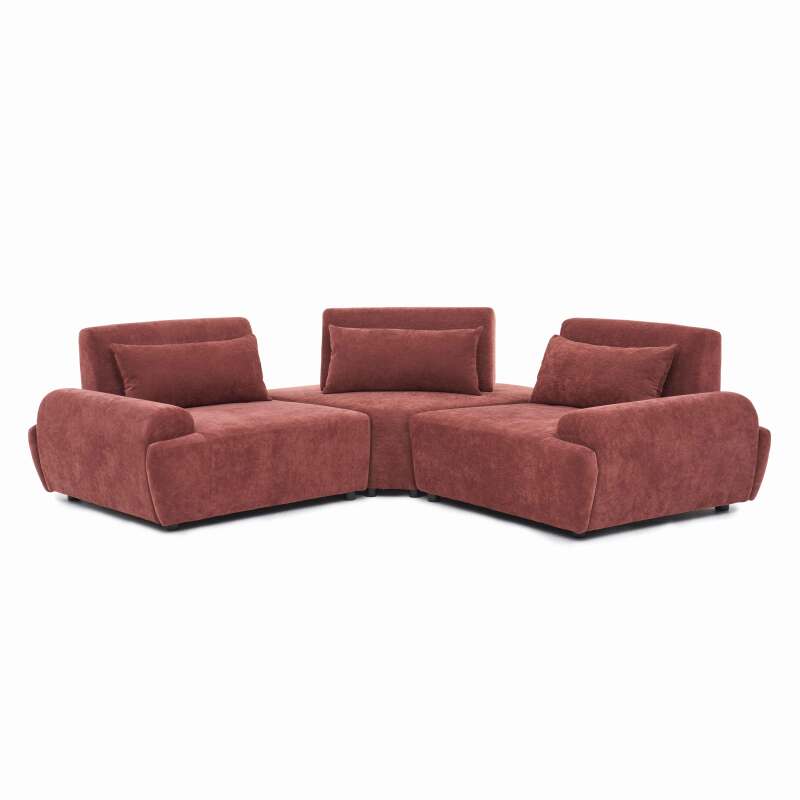Modulares Ecksofa 3-Sitzer aus Stoff mit Kissen (4/9)