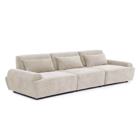 Modulares Sofa 3-Sitzer aus Stoff mit Kissen verstellbare Rückenlehne | Oviala