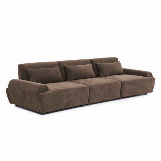 Modulares Sofa 3-Sitzer aus Stoff mit Kissen verstellbare Rückenlehne | Oviala