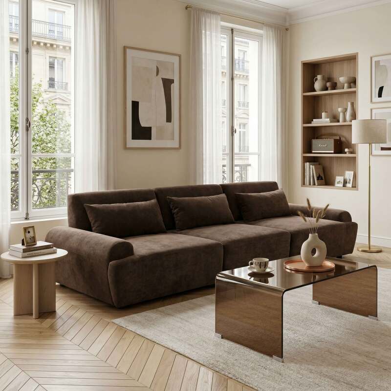 Modulares Sofa 3-Sitzer aus Stoff mit Kissen