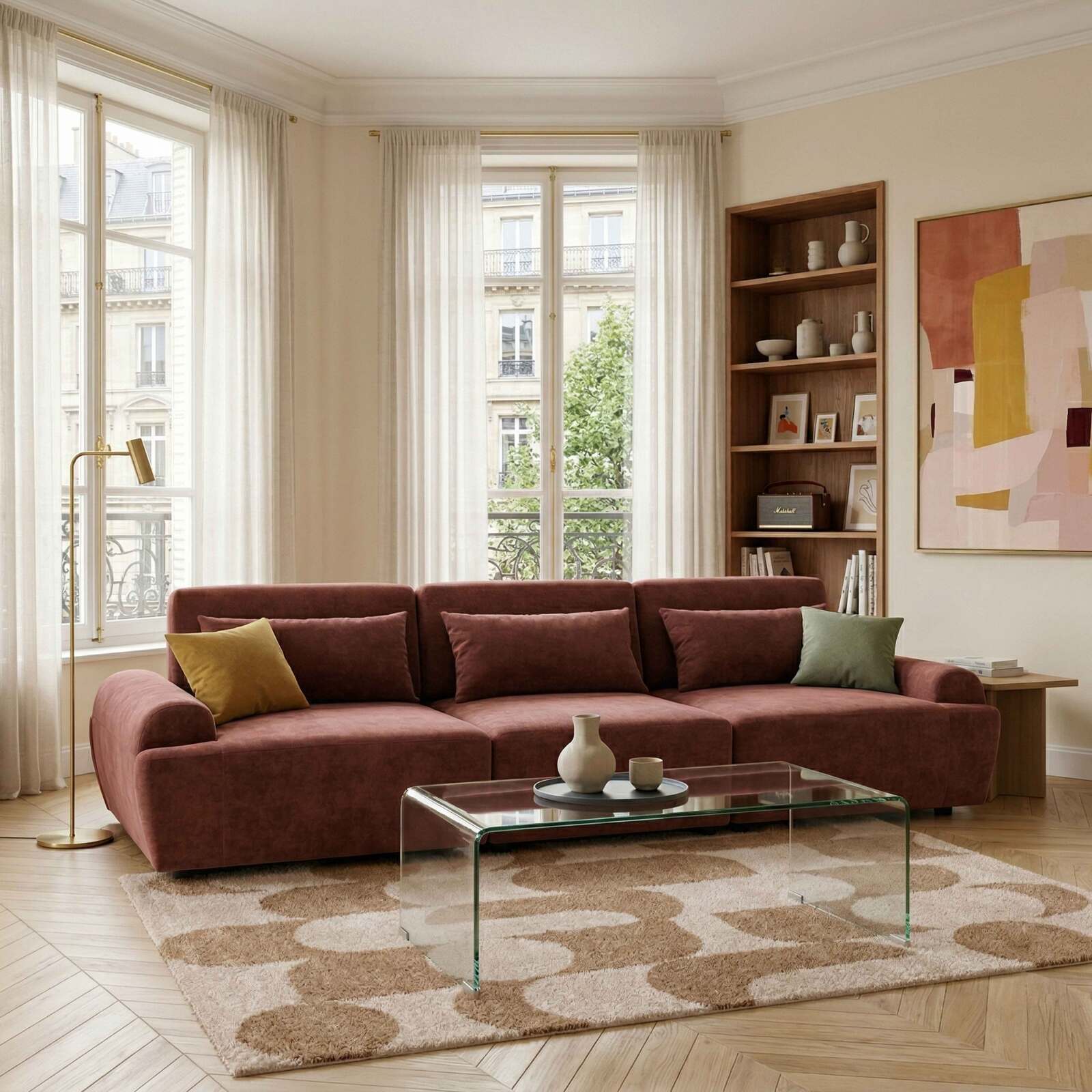 Modulares Sofa 3-Sitzer aus Stoff mit Kissen