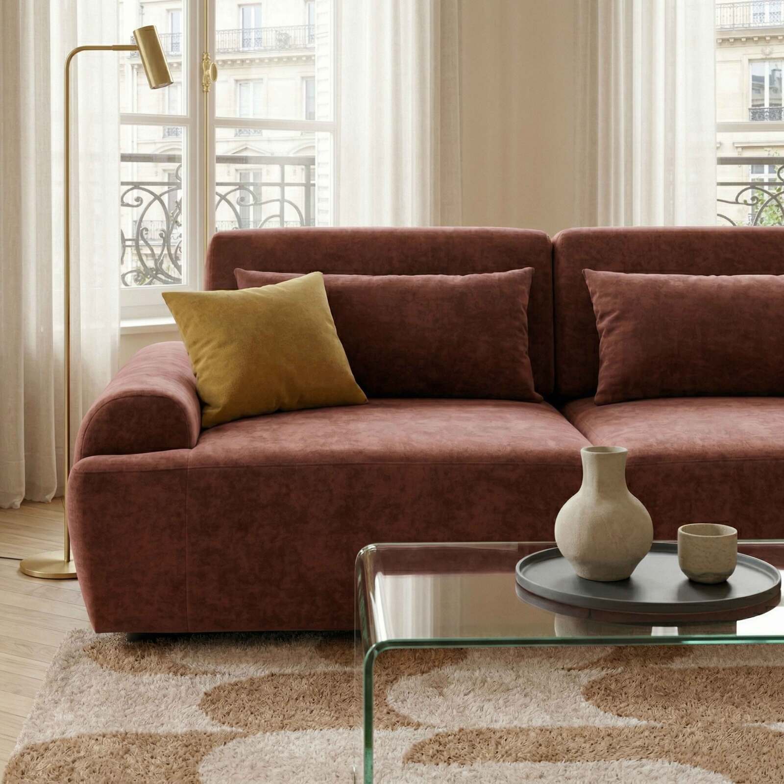 Modulares Sofa 3-Sitzer aus Stoff mit Kissen