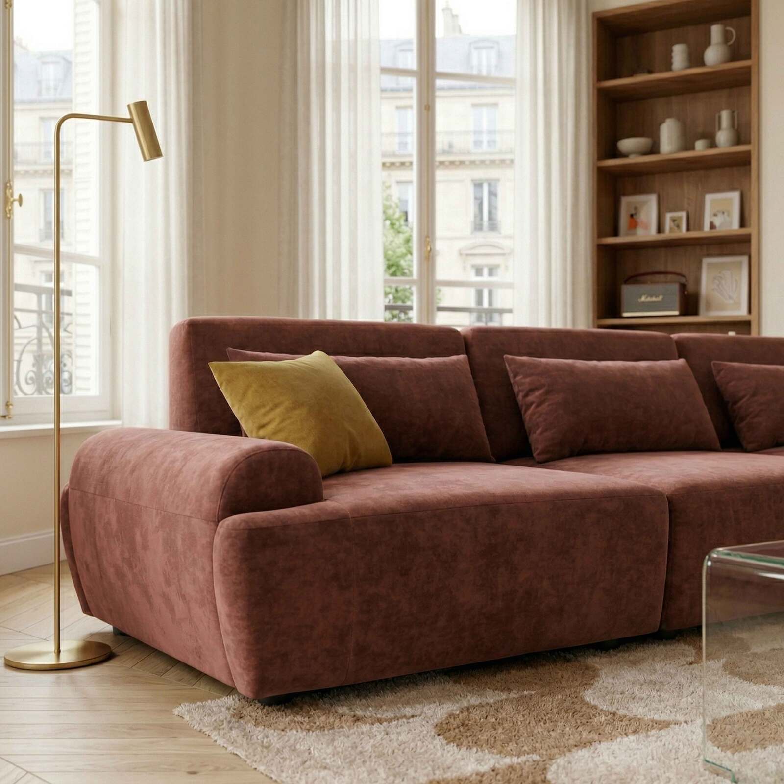 Modulares Sofa 3-Sitzer aus Stoff mit Kissen