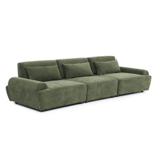 Modulares Sofa 3-Sitzer aus Stoff mit Kissen verstellbare Rückenlehne | Oviala