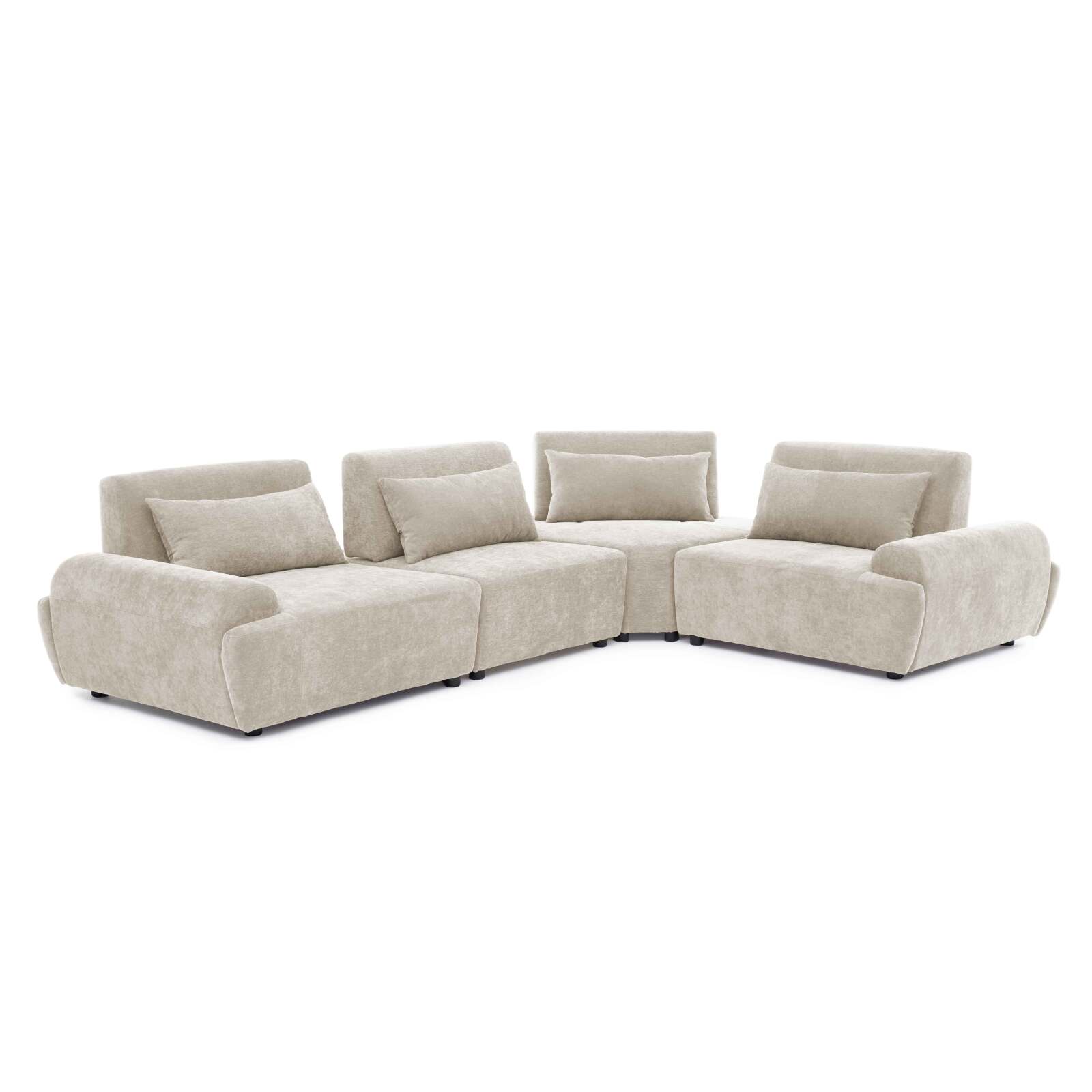 Modulares Ecksofa 4-Sitzer aus Stoff mit Kissen