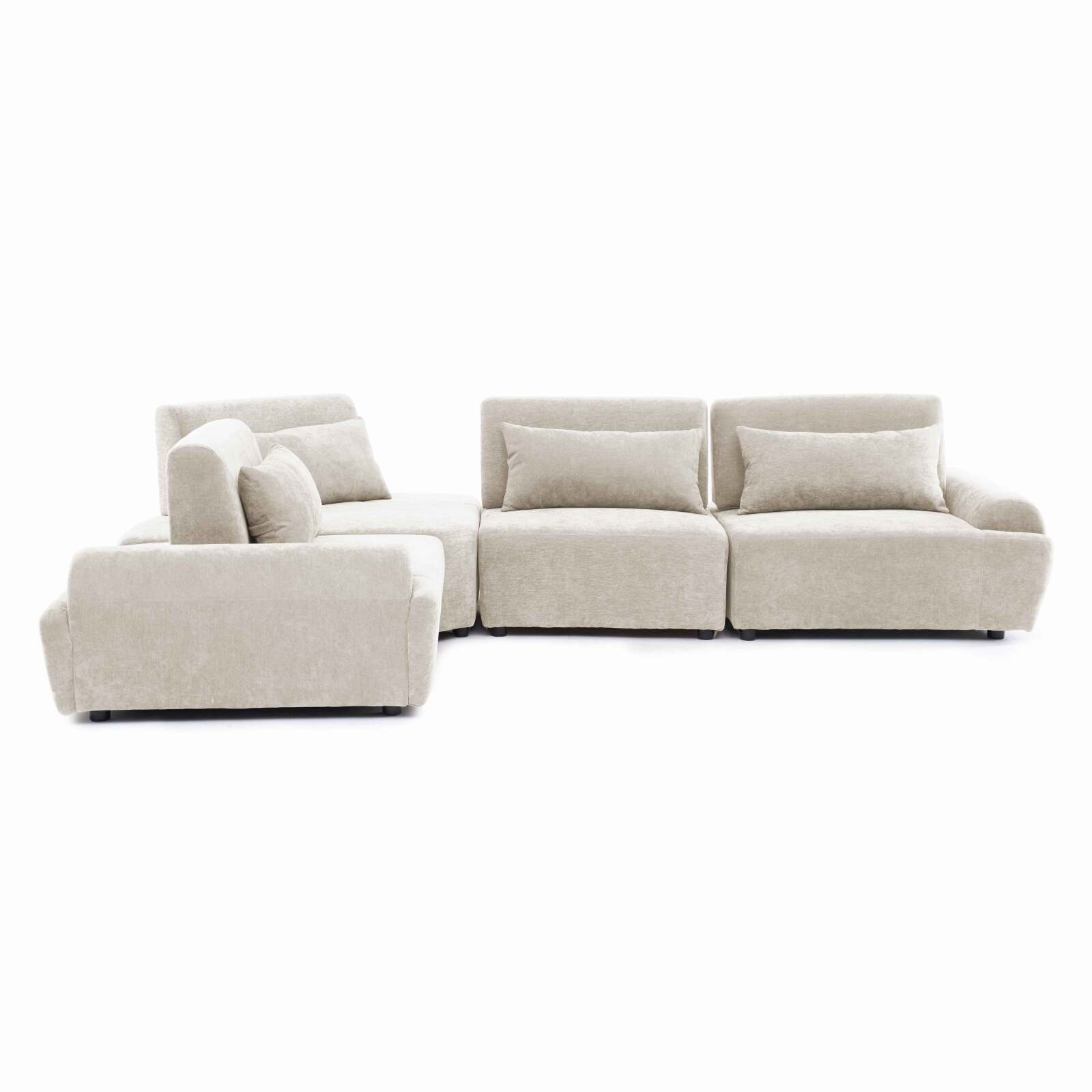 Modulares Ecksofa 4-Sitzer aus Stoff mit Kissen