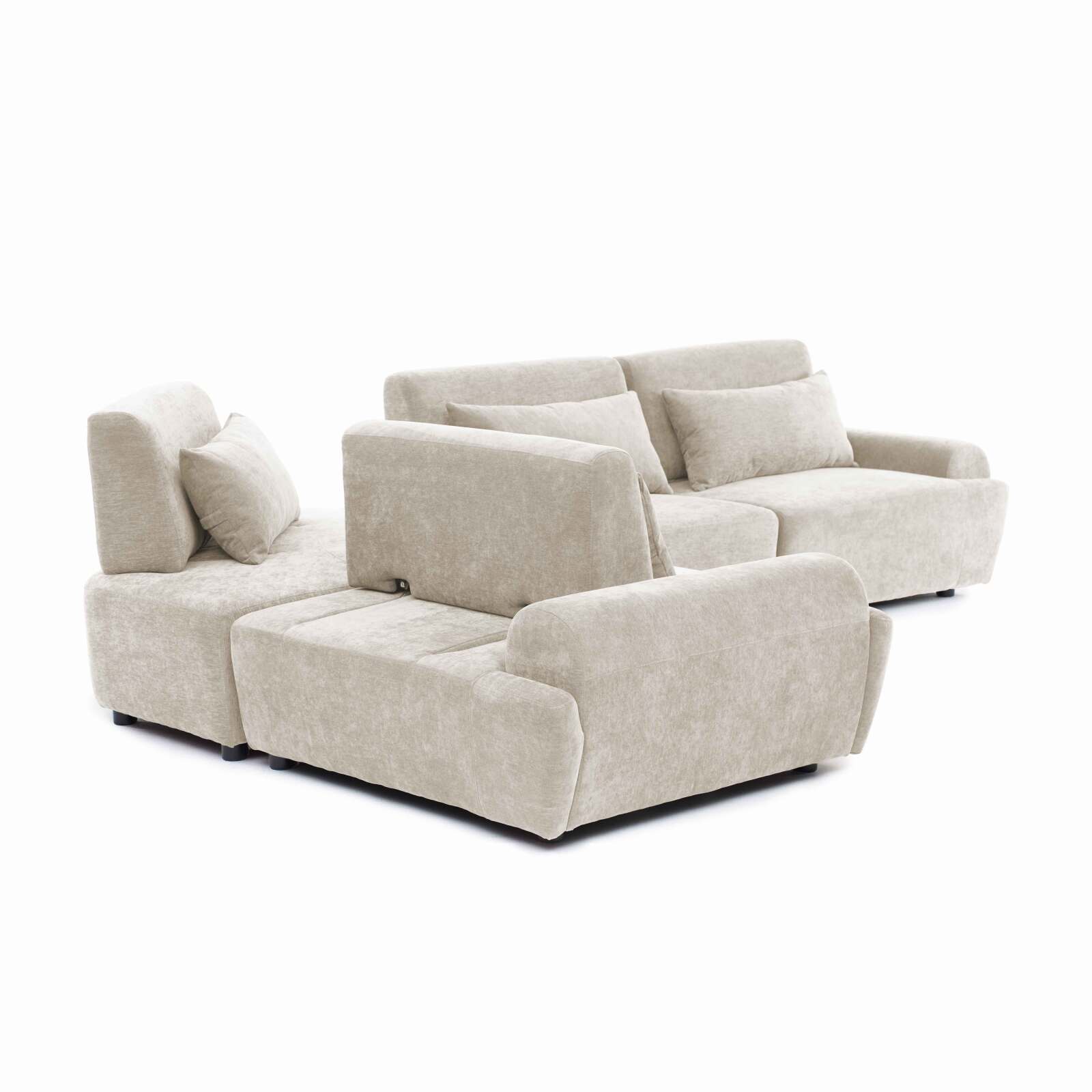 Modulares Ecksofa 4-Sitzer aus Stoff mit Kissen