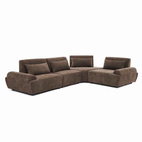 Modulares Ecksofa 4-Sitzer aus Stoff mit Kissen verstellbare Rückenlehne | Oviala