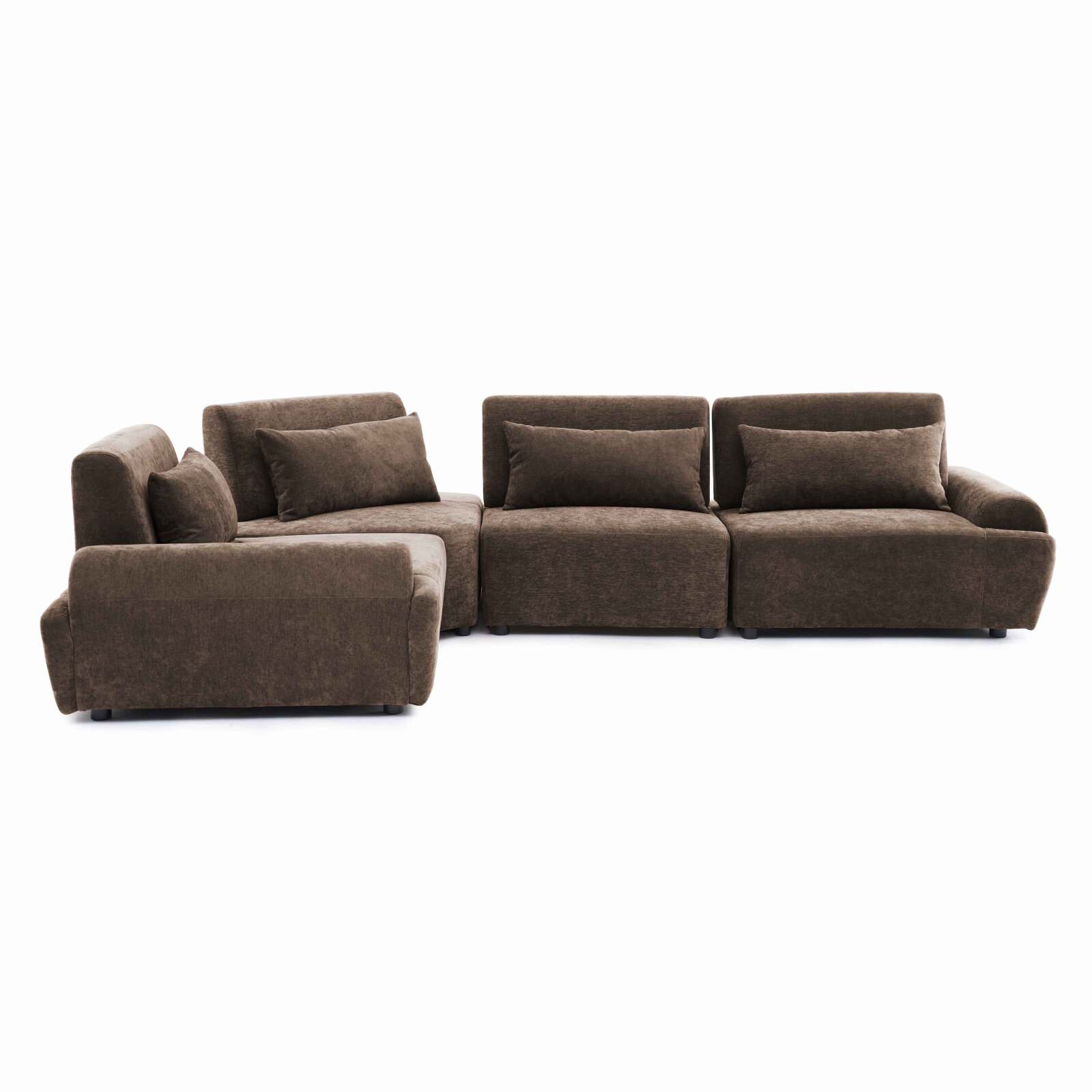 Modulares Ecksofa 4-Sitzer aus Stoff mit Kissen