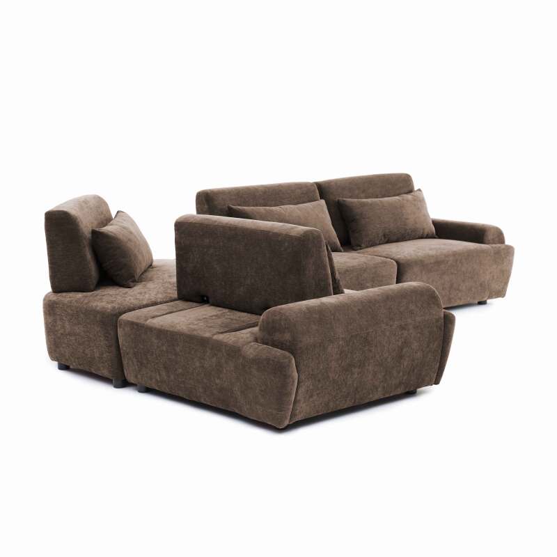Modulares Ecksofa 4-Sitzer aus Stoff mit Kissen (7/10)