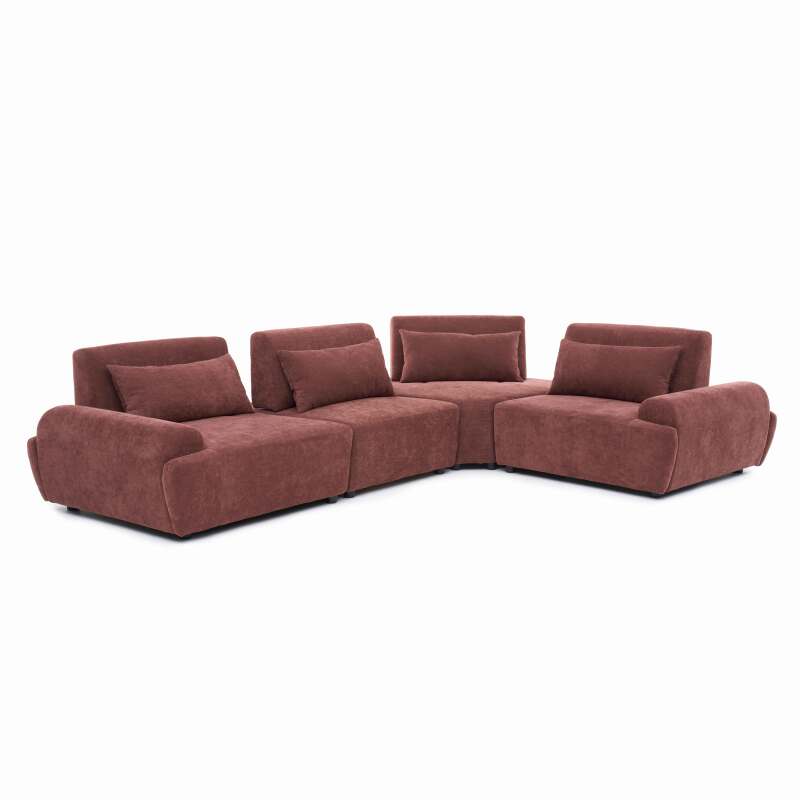 Modulares Ecksofa 4-Sitzer aus Stoff mit Kissen (3/9)
