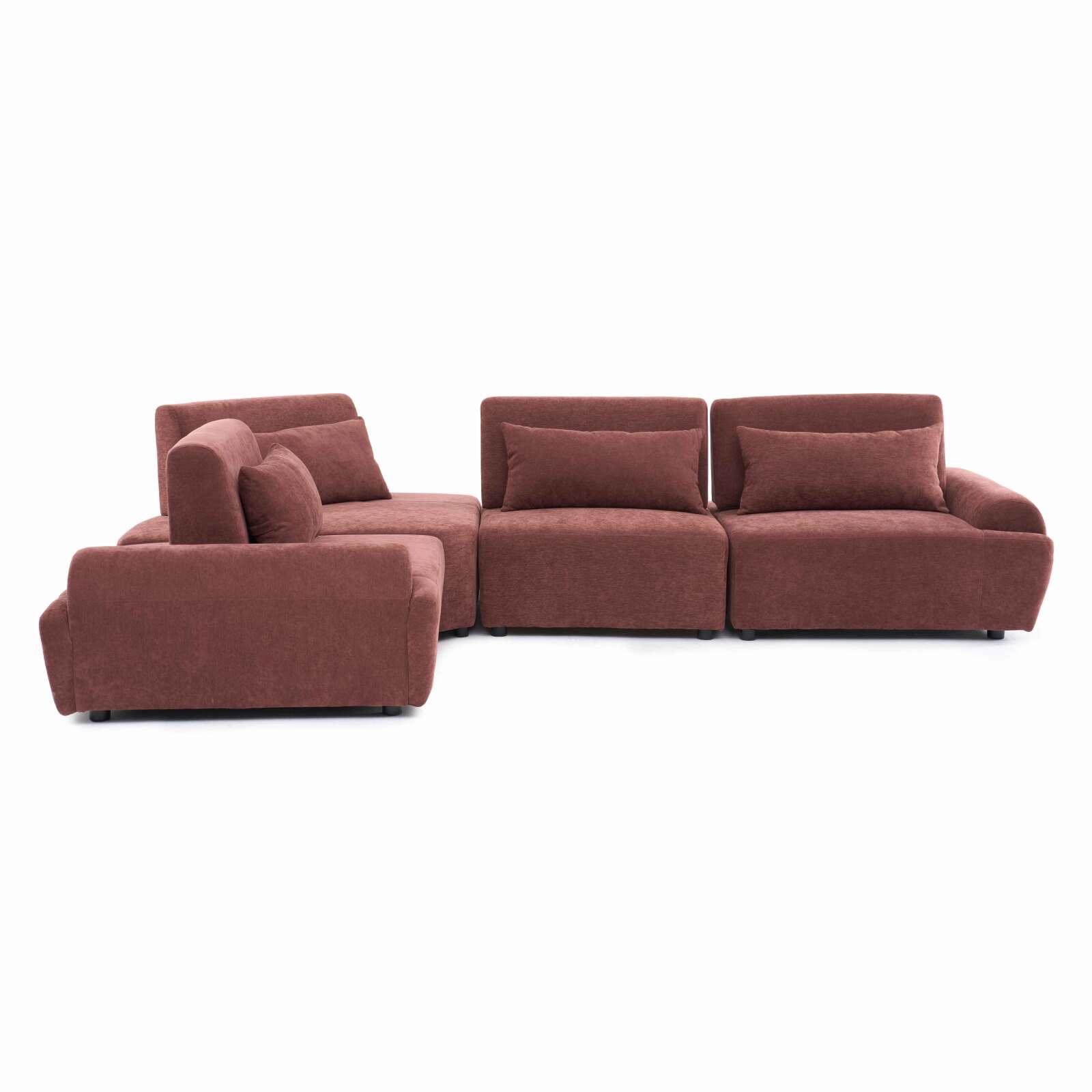 Modulares Ecksofa 4-Sitzer aus Stoff mit Kissen