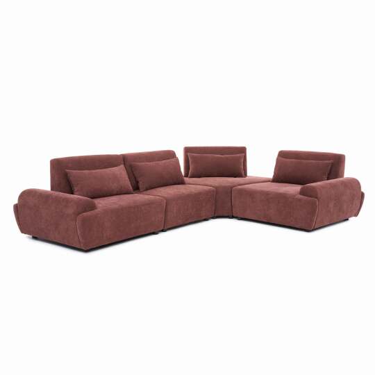 Modulares Ecksofa 4-Sitzer aus Stoff mit Kissen | Oviala