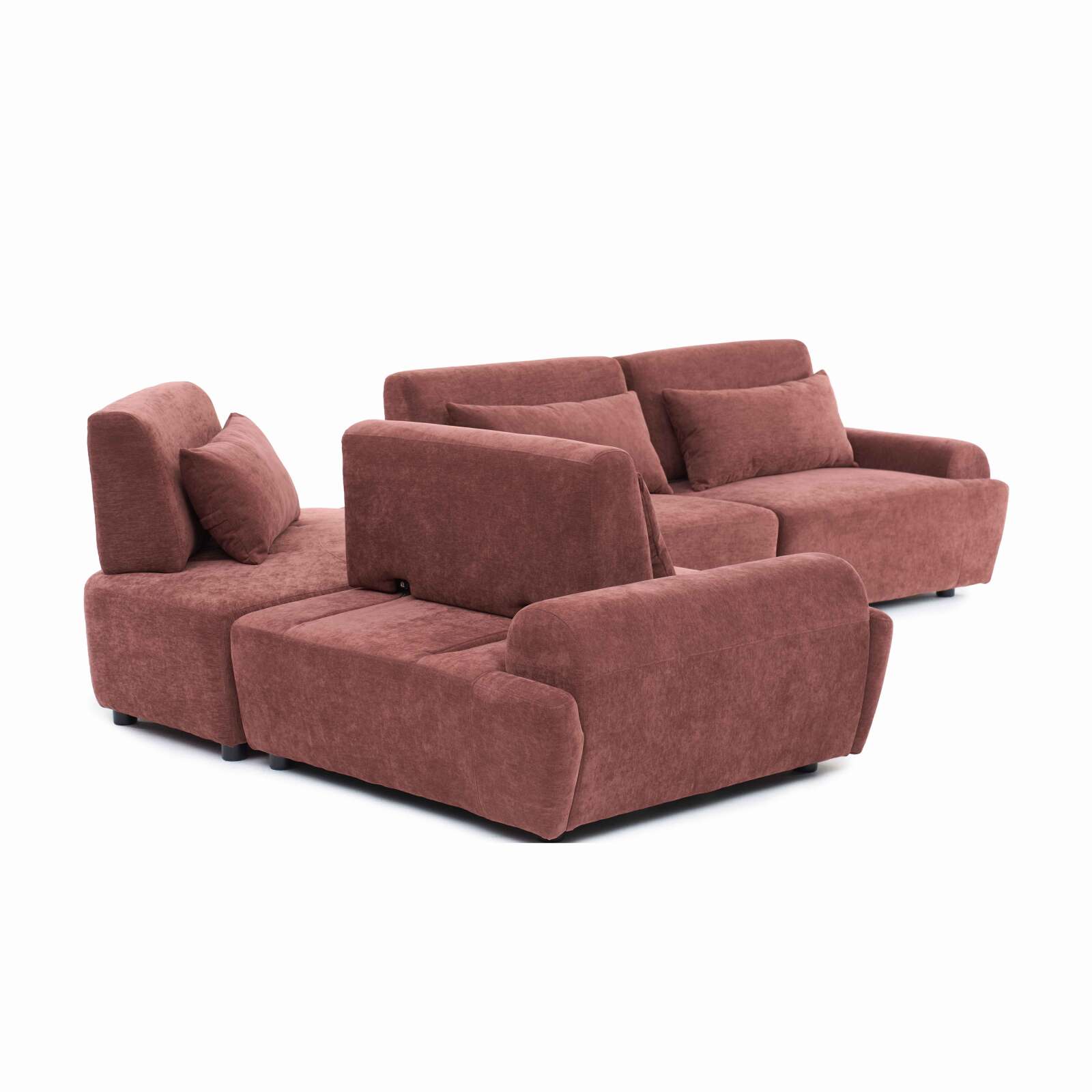 Modulares Ecksofa 4-Sitzer aus Stoff mit Kissen