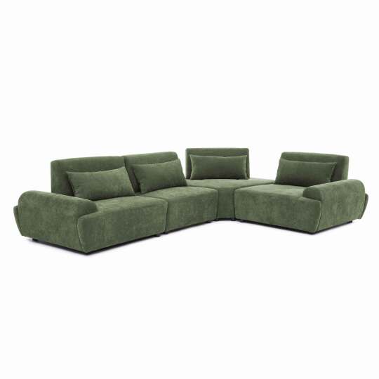 Modulares Ecksofa 4-Sitzer aus Stoff mit Kissen verstellbare Rückenlehne | Oviala