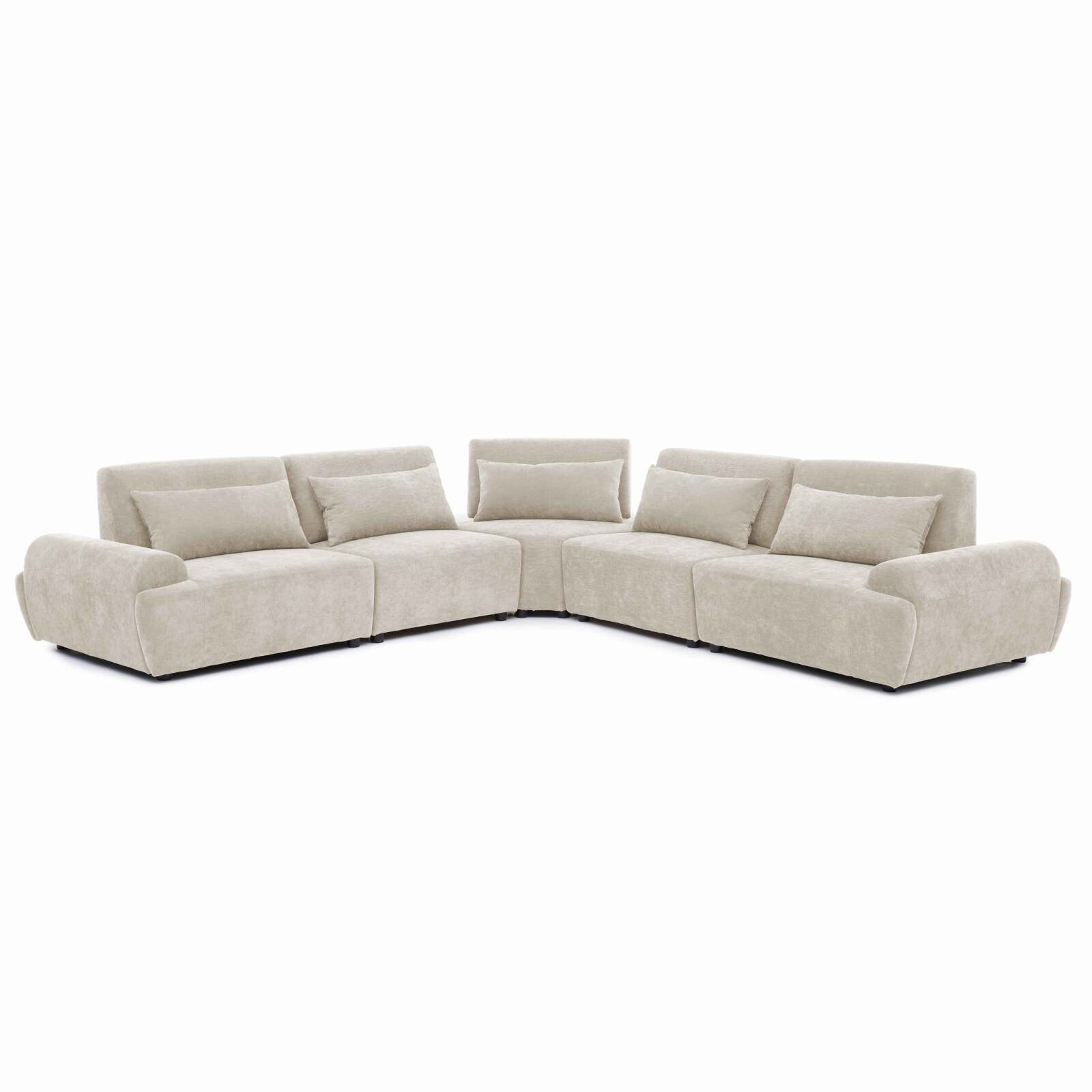 Modulares Ecksofa 5-Sitzer aus Stoff mit Kissen
