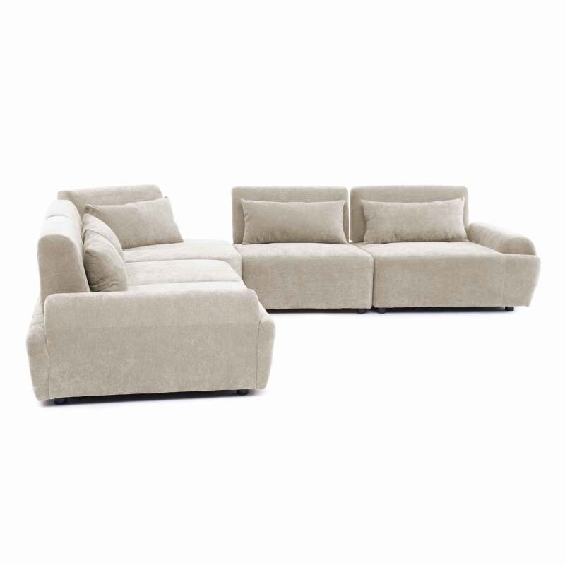 Modulares Ecksofa 5-Sitzer aus Stoff mit Kissen (4/7)