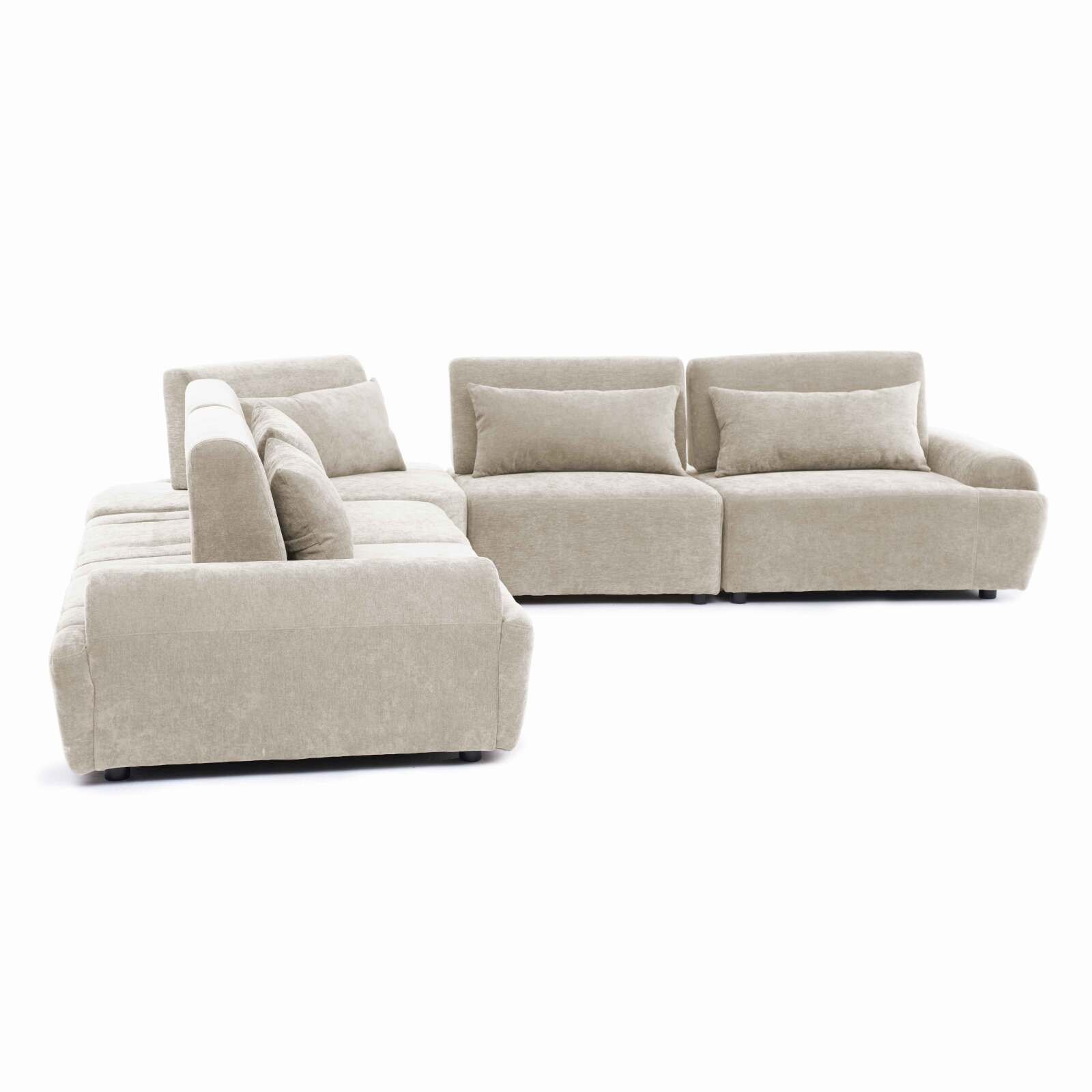Modulares Ecksofa 5-Sitzer aus Stoff mit Kissen