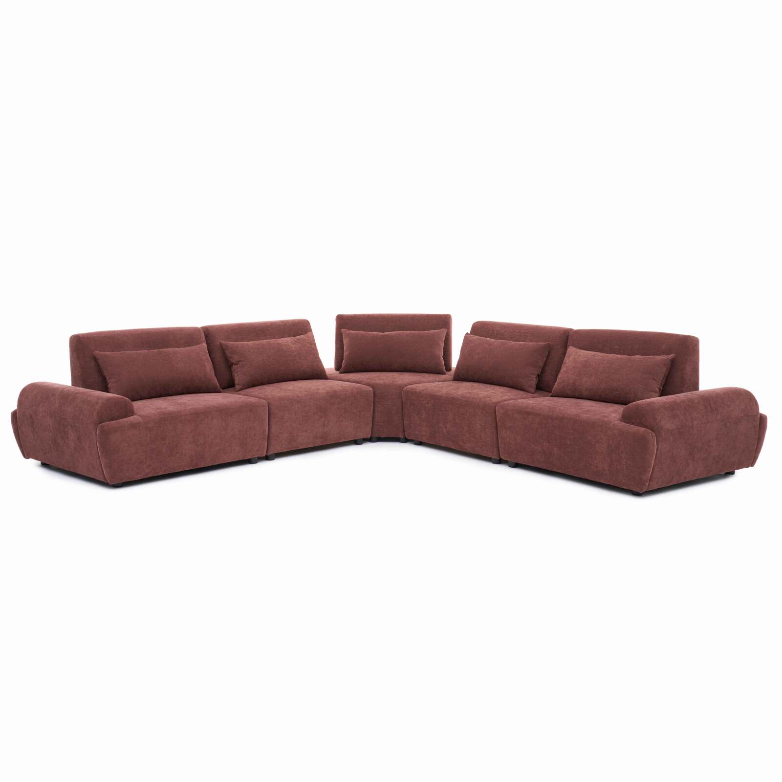 Modulares Ecksofa 5-Sitzer aus Stoff mit Kissen