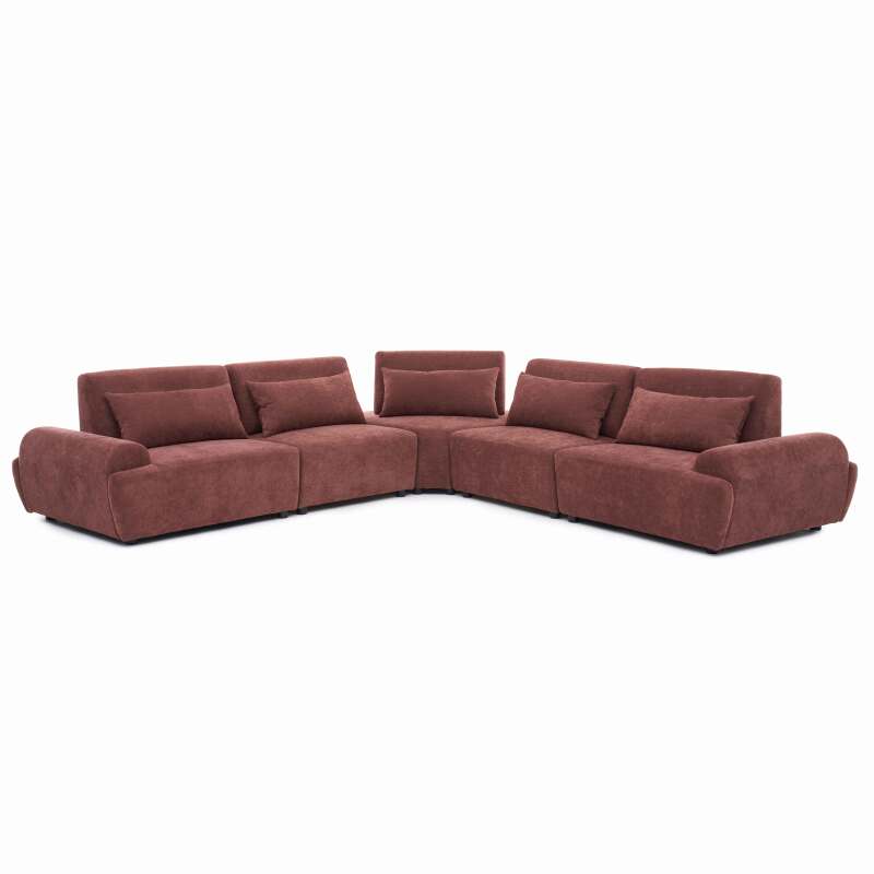 Modulares Ecksofa 5-Sitzer aus Stoff mit Kissen