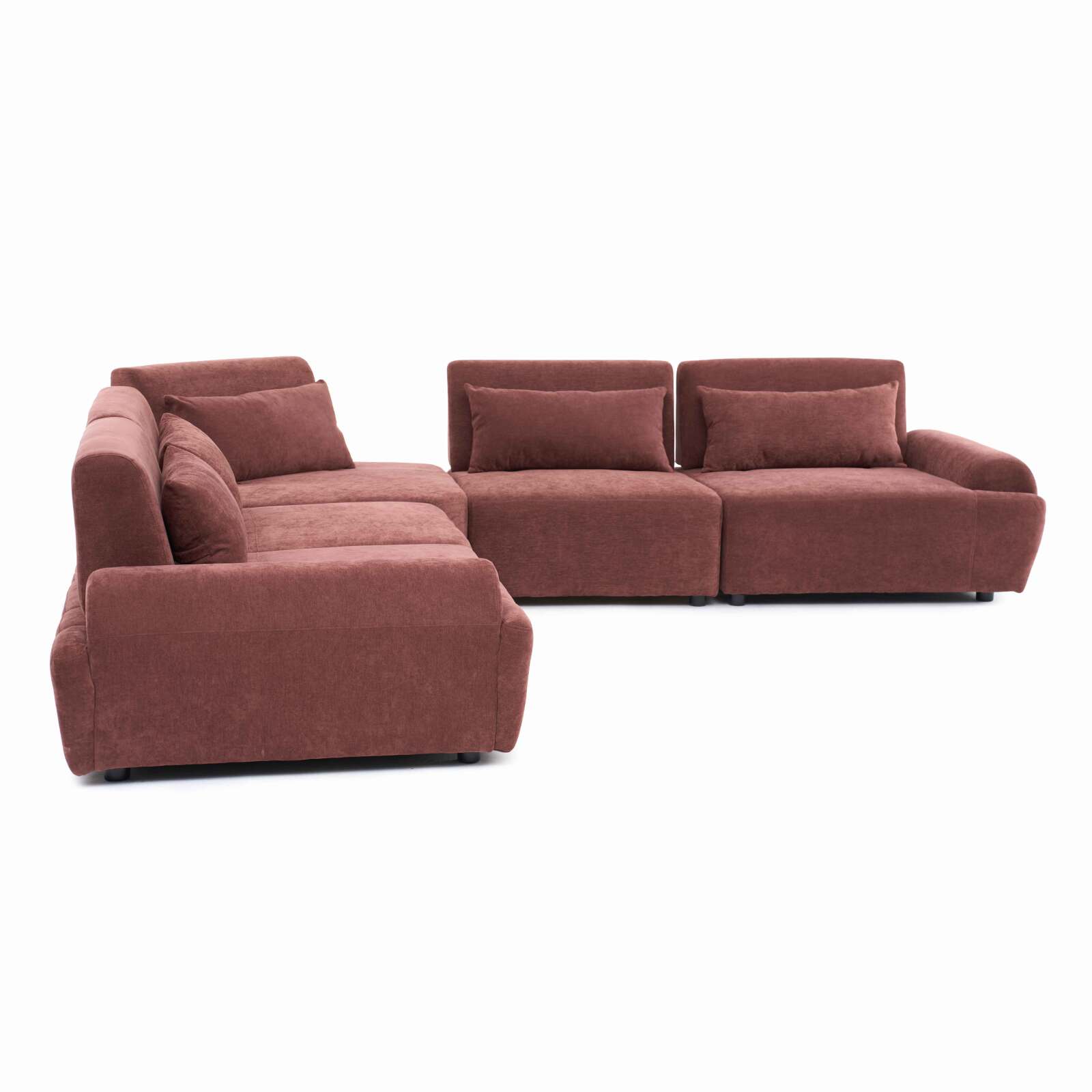Modulares Ecksofa 5-Sitzer aus Stoff mit Kissen