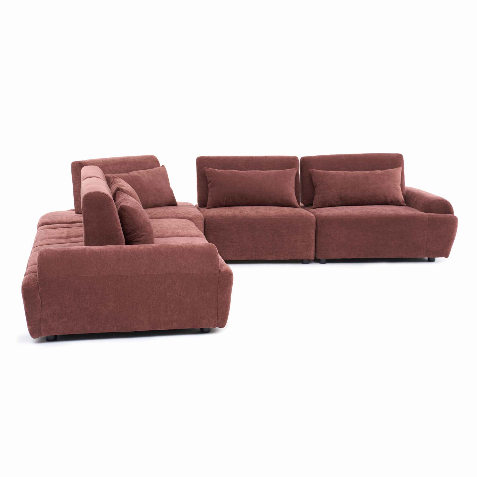 Modulares Ecksofa 5-Sitzer aus Stoff mit Kissen