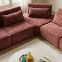 Modulares Ecksofa 5-Sitzer aus Stoff mit Kissen