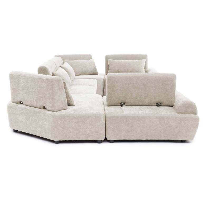 Modulares Ecksofa panorama 6-Sitzer aus Stoff mit Kissen (6/7)
