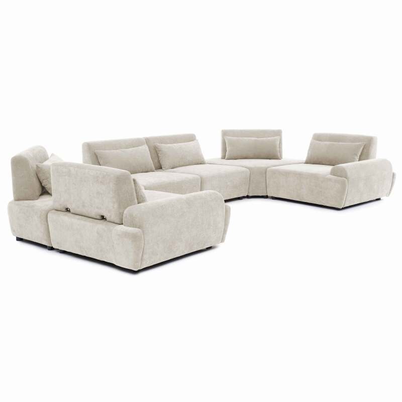Modulares Ecksofa panorama 6-Sitzer aus Stoff mit Kissen